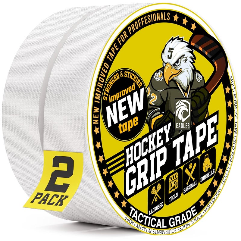 Eagle's Hockey Tape Multipurpose Cloth Tape Roll for Lacrosse Baseball & Softball Bats, Rackets, Pullup Bars, Gardening Tools, Easy Tear Over Grip - Multi Sport Handle Tape - Sports Gift (White) - Image 1